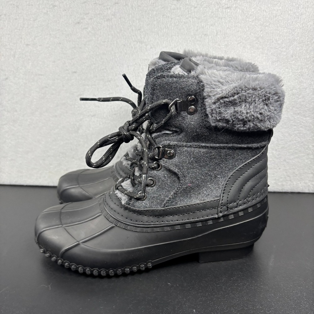 TOMMY HILFIGER Women's Boots Gray Waterproof Rainah2‎ Lace-Up Snow Boots Size 7M